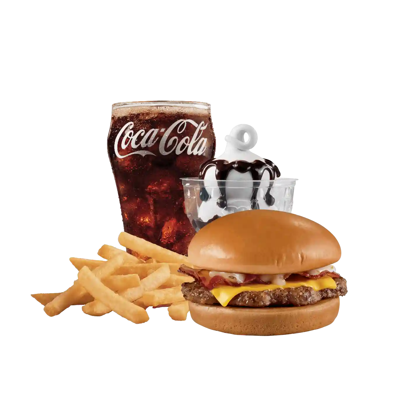DQ Bacon Queso Cheeseburger, fries, sundae, and a coke